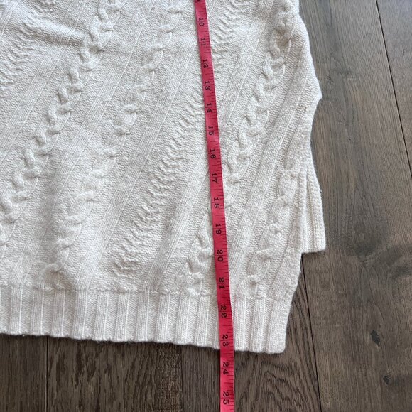 Milly Asymmetrical Cable Knit Sweater Cream Size M Lambswool Blend Designer Luxe - Picture 8 of 8